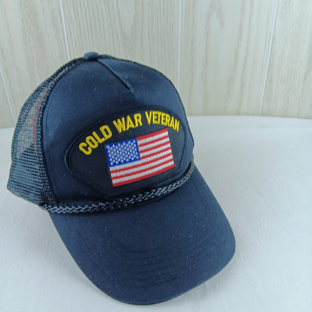 OTTO black snapback mesh Cold War Veteran American flag cord